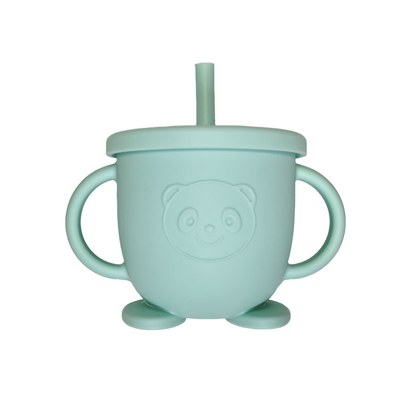 XLEE源头厂家宝宝吸管杯喝牛奶杯硅胶学饮杯婴儿童水杯防摔现货