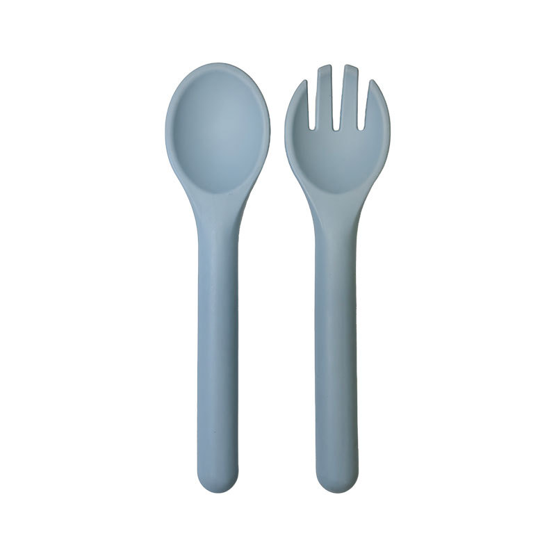 XLEE源头厂家宝宝叉勺学吃饭训练儿童自主进食硅胶叉勺现货批发